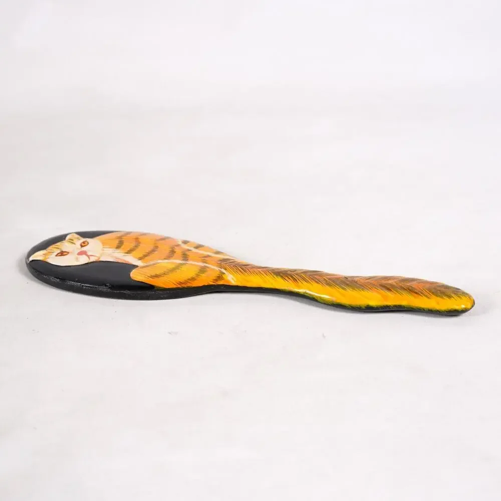 Hand Painted Kitty Cat Beauty Hand Mirror Feline Kitten Art Decor Decoration
